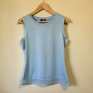 Crane Pale Sky Blue Mesh Hem Workout Tank